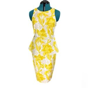 Banana Republic 2 piece blouse & skirt set w/ yellow & white filigree pattern